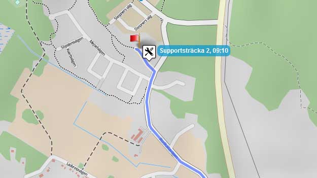 Detaljerad karta över supportsträcka 2
