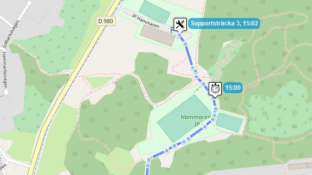 Detaljerad karta över supportsträcka 3