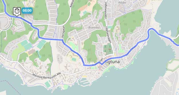 Karta över vägen genom Sigtuna