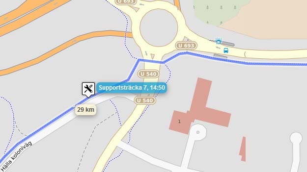 Detaljerad karta över supportsträcka 7